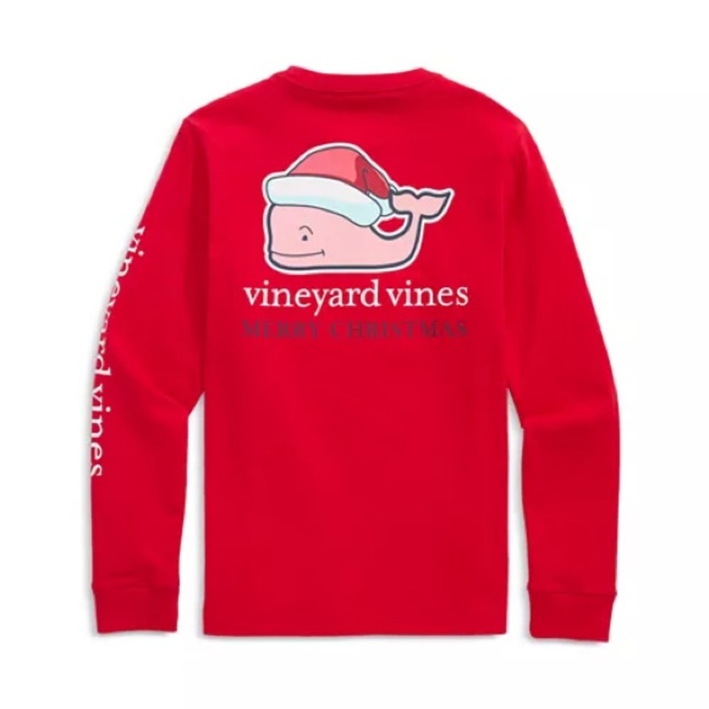 Vineyard Vines Boys Santa Whale Long-Sleeve Pocket Tee
